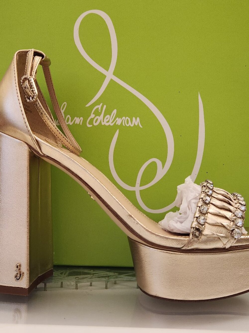 Sam Edelman "Ninette" Gold Leather Platform Sandals. NIB. Size 10